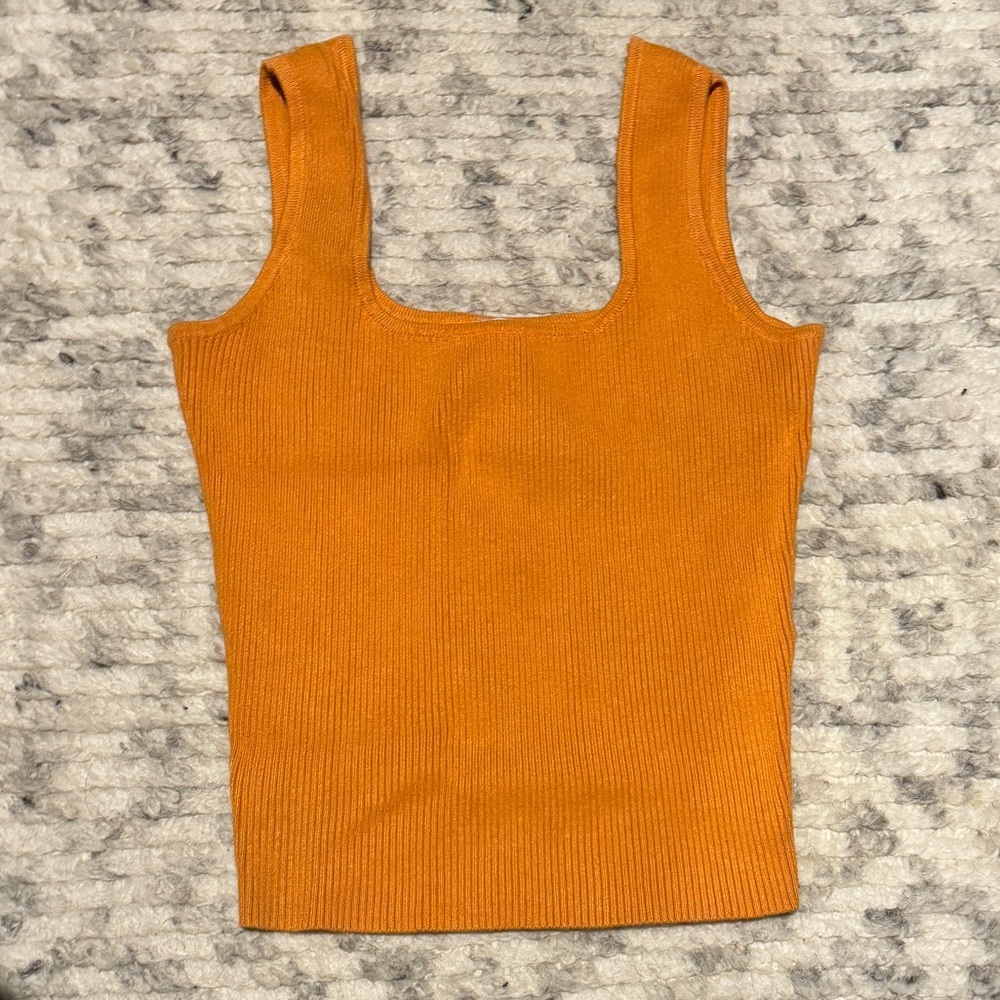 Juniper Blu Square Neck Orange Tank S